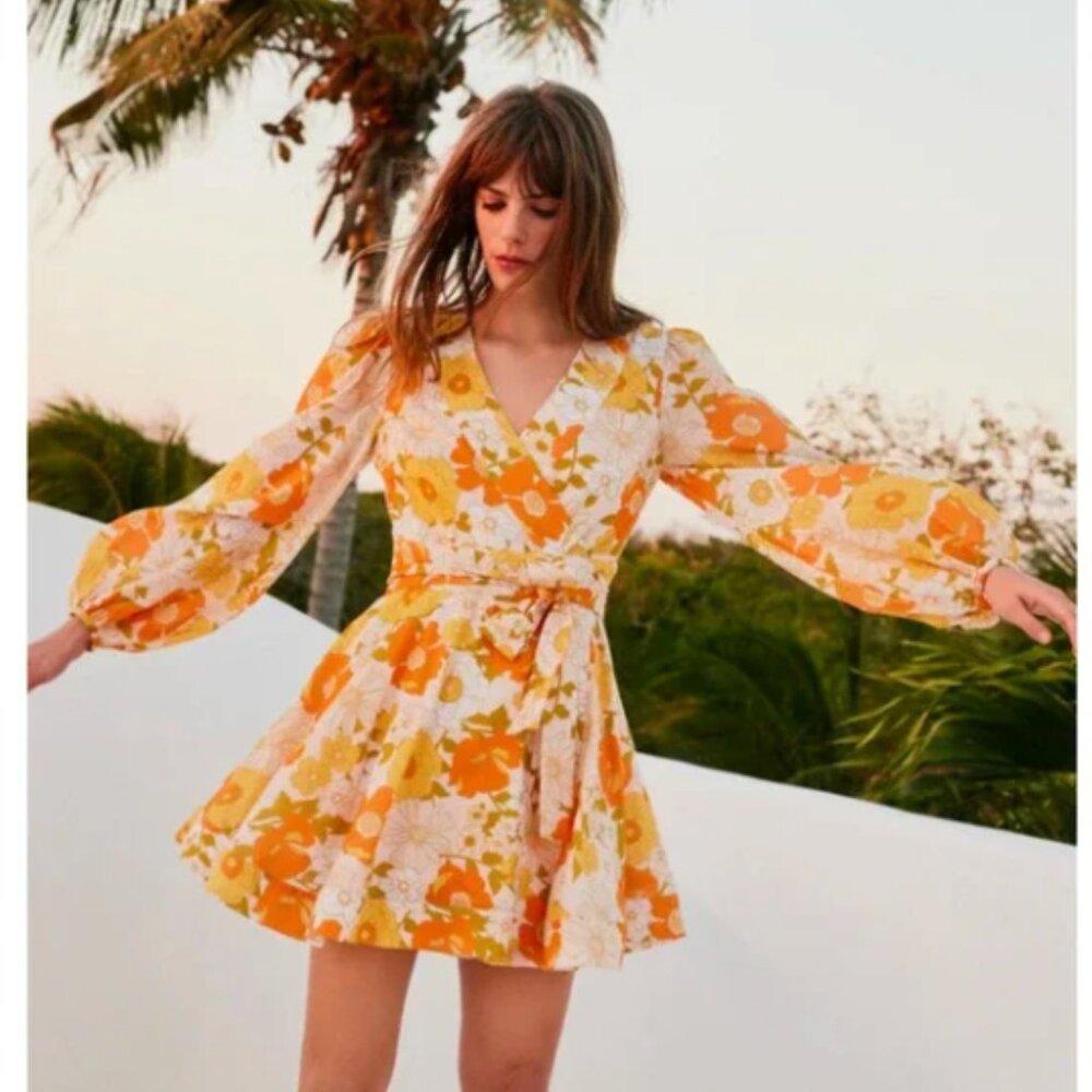 NWT MILLE Nan Wrap Dress Retro Floral XS